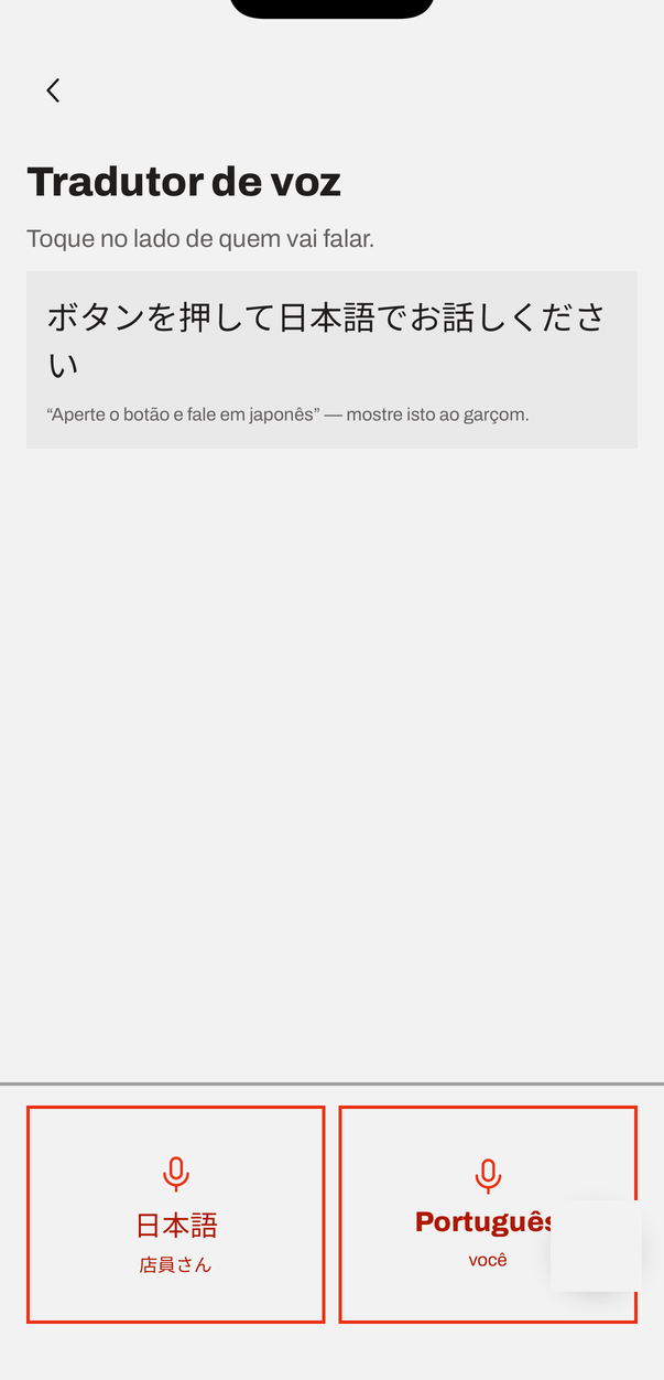 The voice translator, with one button per language